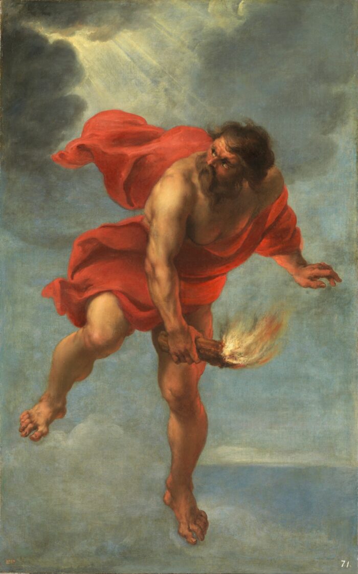 Painting "Prometheus carrying fire" by Jan Cossiers, around 1637